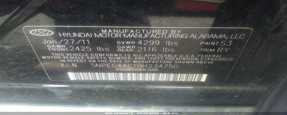 5NPEC4AC1BH234750 2011 HYUNDAI SONATA photo no. 9