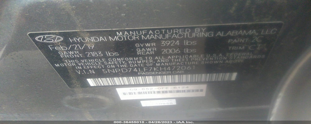 5NPD74LF7KH472061 2019 HYUNDAI ELANTRA photo no. 9
