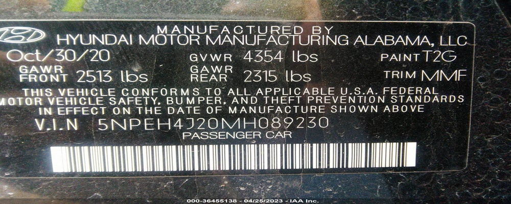 5NPEH4J20MH089230 2021 HYUNDAI SONATA photo no. 9