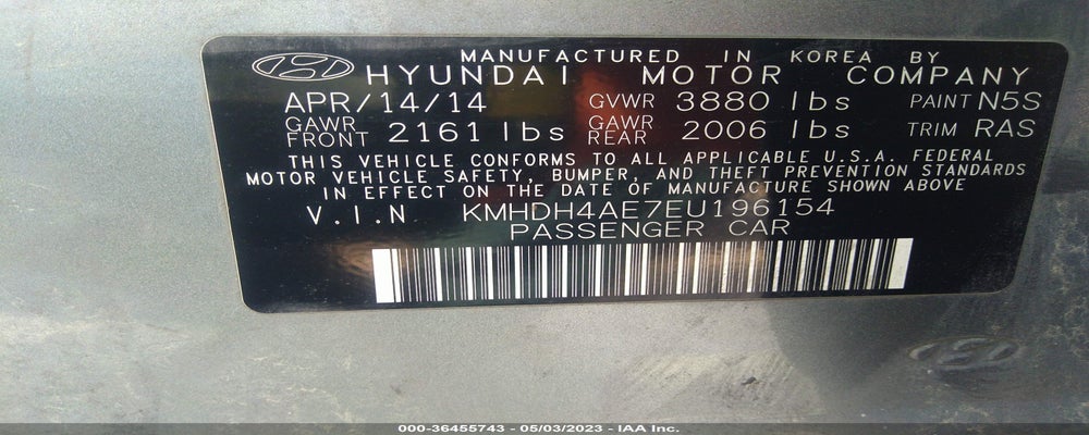 KMHDH4AE7EU196154 2014 HYUNDAI ELANTRA photo no. 9