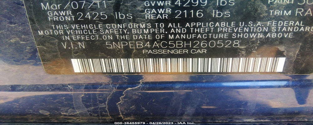 5NPEB4AC5BH260528 2011 HYUNDAI SONATA photo no. 9