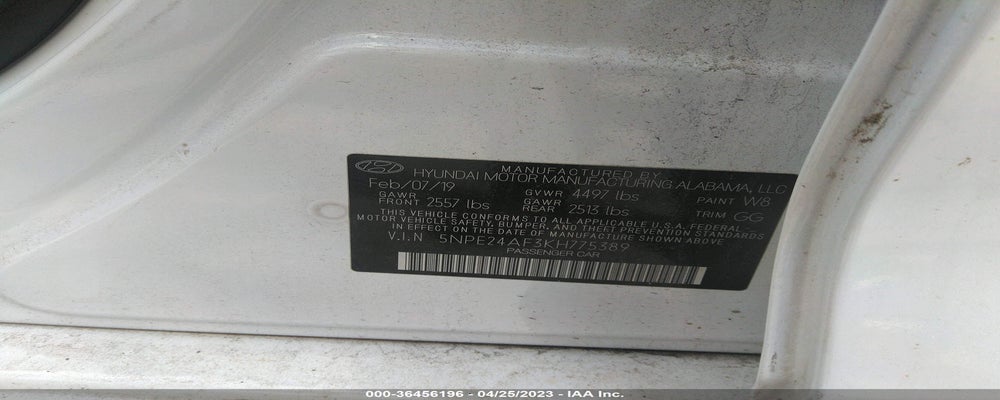 5NPE24AF3KH775389 2019 HYUNDAI SONATA photo no. 9