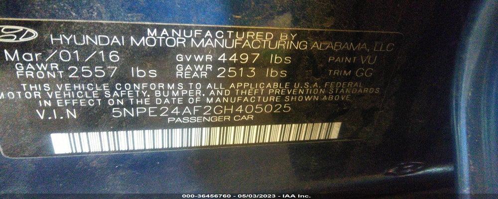 5NPE24AF2GH405025 2016 HYUNDAI SONATA photo no. 9