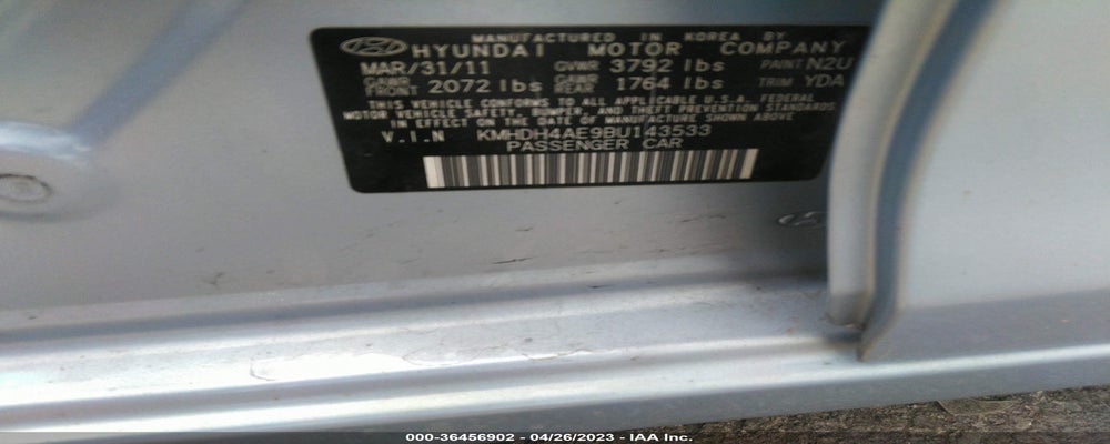 KMHDH4AE9BU143533 2011 HYUNDAI ELANTRA photo no. 9