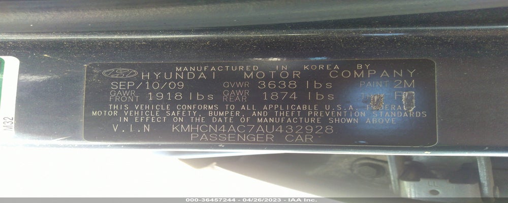 KMHCN4AC7AU432928 2010 HYUNDAI ACCENT photo no. 9