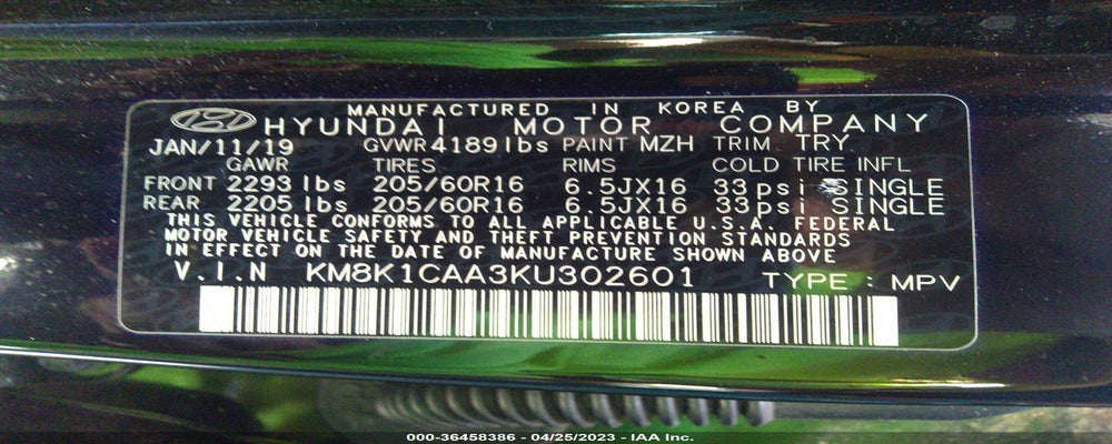 KM8K1CAA3KU302601 2019 HYUNDAI KONA photo no. 9