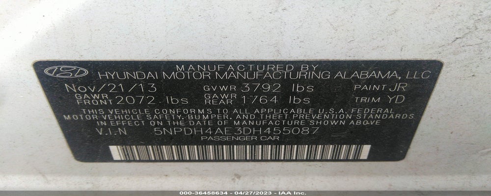 5NPDH4AE3DH455087 2013 HYUNDAI ELANTRA photo no. 9