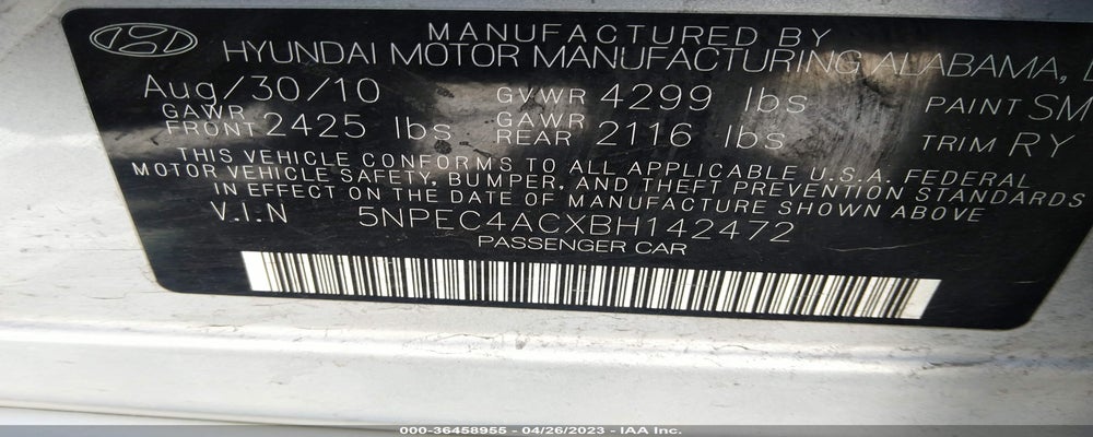 5NPEC4ACXBH142472 2011 HYUNDAI SONATA photo no. 9