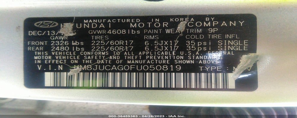 KM8JUCAG0FU050819 2015 HYUNDAI TUCSON photo no. 9