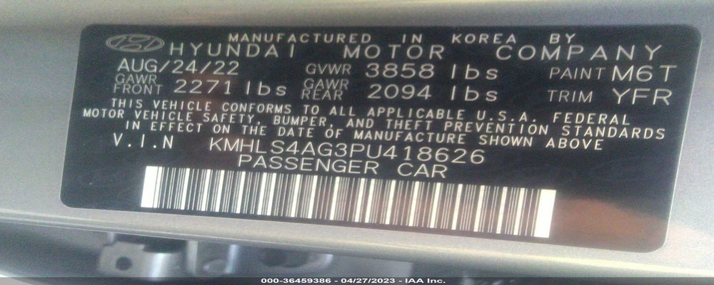 KMHLS4AG3PU418626 2023 HYUNDAI ELANTRA photo no. 9