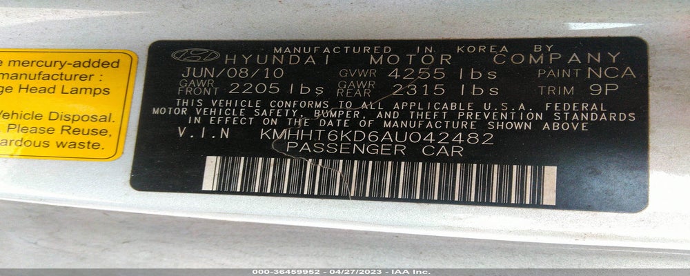 KMHHT6KD6AU042482 2010 HYUNDAI GENESIS COUPE photo no. 9