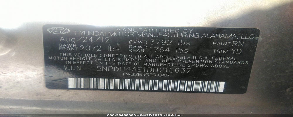 5NPDH4AE1DH216637 2013 HYUNDAI ELANTRA photo no. 9