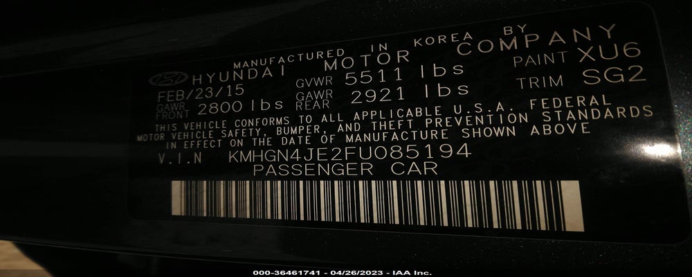 KMHGN4JE2FU085194 2015 HYUNDAI GENESIS photo no. 9