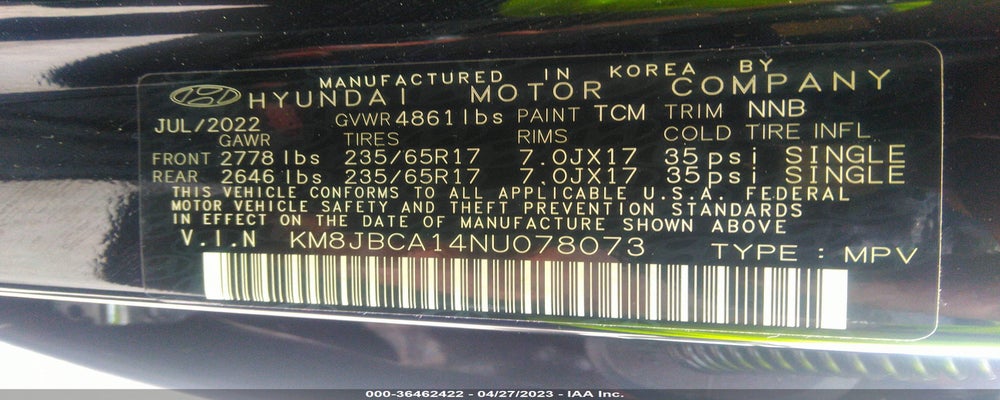 KM8JBCA14NU078073 2022 HYUNDAI TUCSON HYBRID photo no. 9