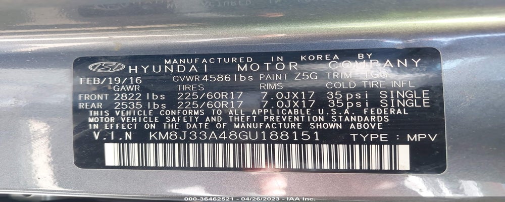 KM8J33A48GU188151 2016 HYUNDAI TUCSON photo no. 9
