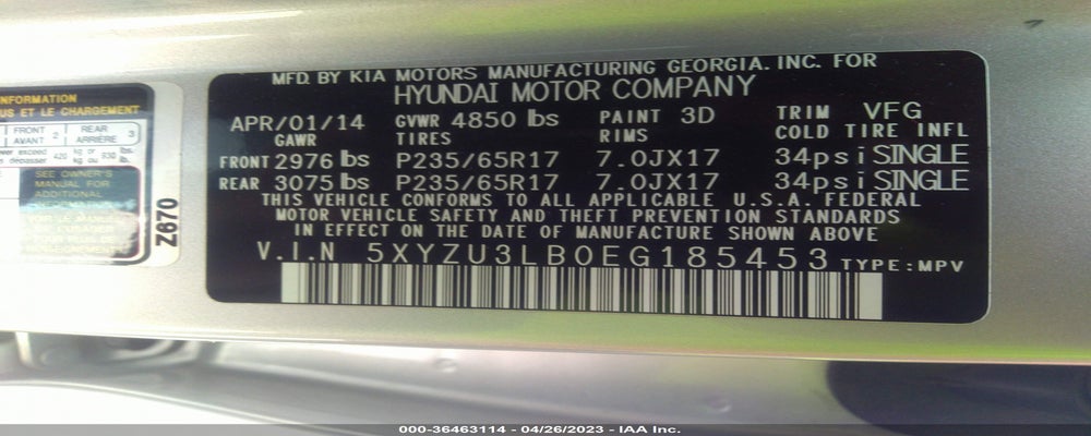 5XYZU3LB0EG185453 2014 HYUNDAI SANTA FE SPORT photo no. 9
