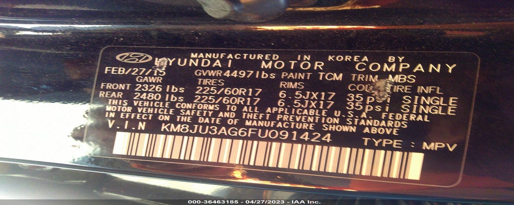 KM8JU3AG6FU091424 2015 HYUNDAI TUCSON photo no. 9