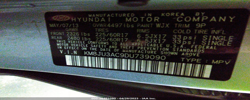 KM8JU3AC9DU739090 2013 HYUNDAI TUCSON photo no. 9