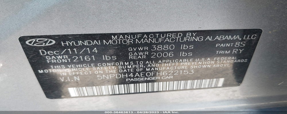 5NPDH4AE0FH622153 2015 HYUNDAI ELANTRA photo no. 9