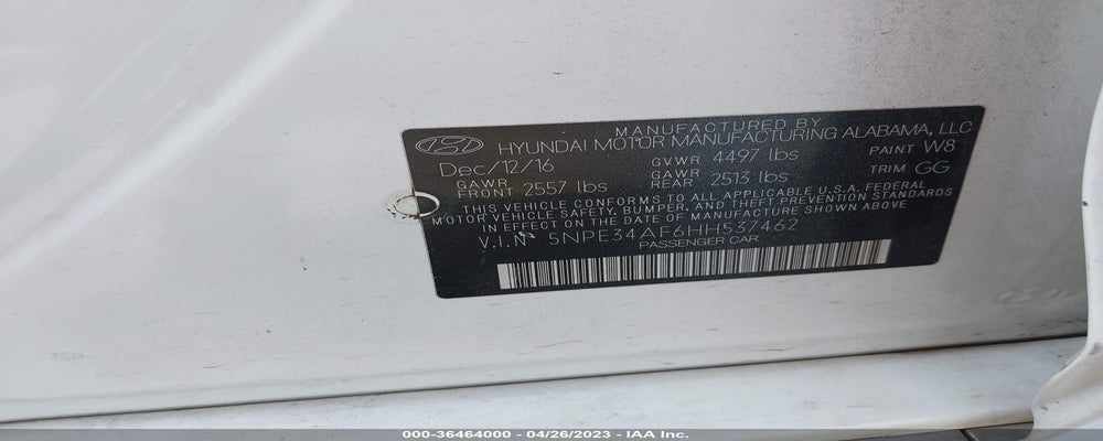 5NPE34AF6HH537462 2017 HYUNDAI SONATA photo no. 9