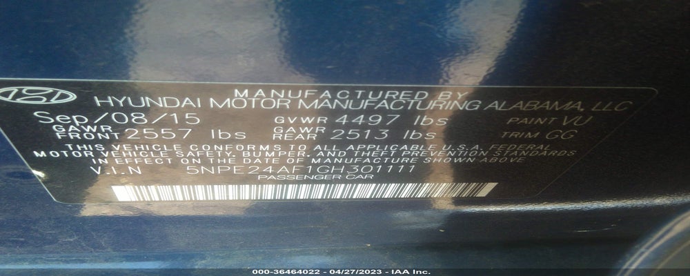 5NPE24AF1GH301111 2016 HYUNDAI SONATA photo no. 9