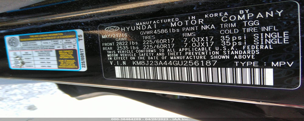 KM8J23A44GU256187 2016 HYUNDAI TUCSON photo no. 9