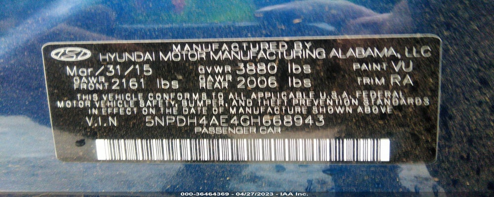 5NPDH4AE4GH668943 2016 HYUNDAI ELANTRA photo no. 9