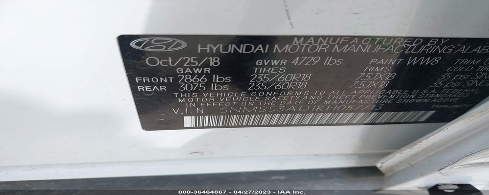 5NMS53AD1KH057713 2019 HYUNDAI SANTA FE photo no. 9