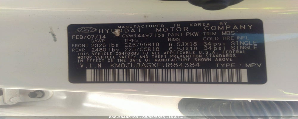 KM8JU3AGXEU884384 2014 HYUNDAI TUCSON photo no. 9