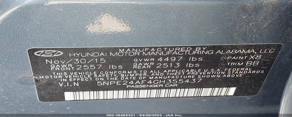 5NPE24AF4GH355437 2016 HYUNDAI SONATA photo no. 9