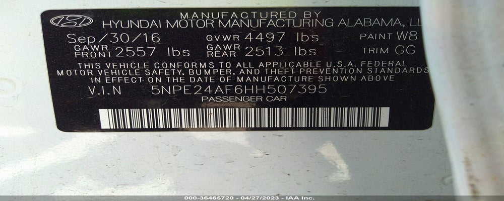 5NPE24AF6HH507395 2017 HYUNDAI SONATA photo no. 9
