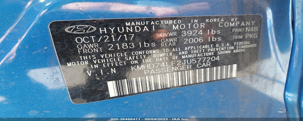KMHD74LF2JU577204 2018 HYUNDAI ELANTRA photo no. 9