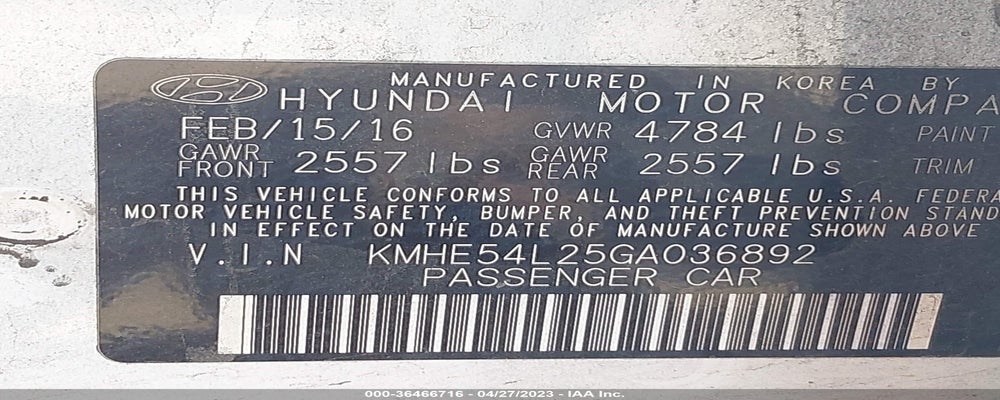 KMHE54L25GA036892 2016 HYUNDAI SONATA PLUG-IN HYBRID photo no. 9