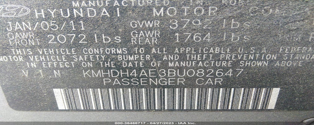 KMHDH4AE3BU082647 2011 HYUNDAI ELANTRA photo no. 9