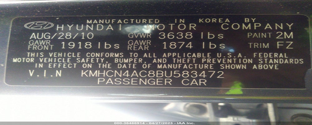 KMHCN4AC8BU583472 2011 HYUNDAI ACCENT photo no. 9