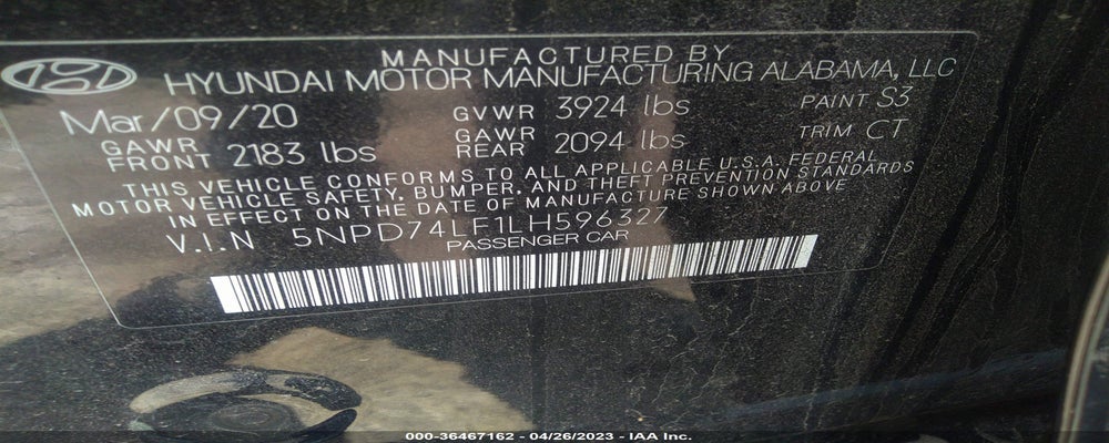 5NPD74LF1LH596327 2020 HYUNDAI ELANTRA photo no. 9
