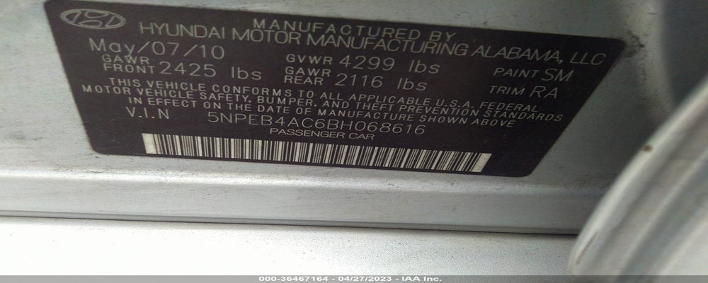 5NPEB4AC6BH068616 2011 HYUNDAI SONATA photo no. 9