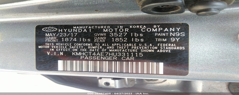 KMHCT4AE7HU331115 2017 HYUNDAI ACCENT photo no. 9