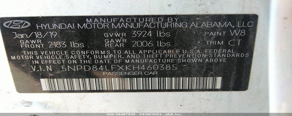 5NPD84LFXKH460385 2019 HYUNDAI ELANTRA photo no. 9