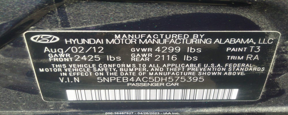5NPEB4AC5DH575395 2013 HYUNDAI SONATA photo no. 9