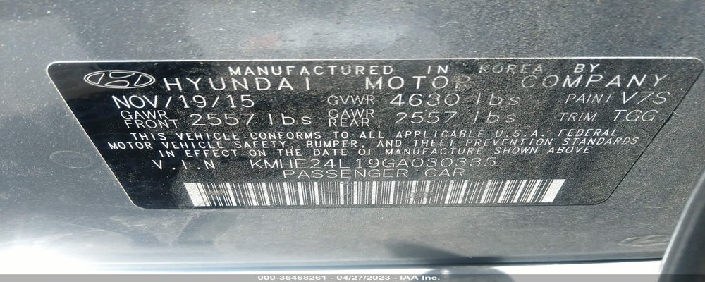 KMHE24L19GA030335 2016 HYUNDAI SONATA HYBRID photo no. 9