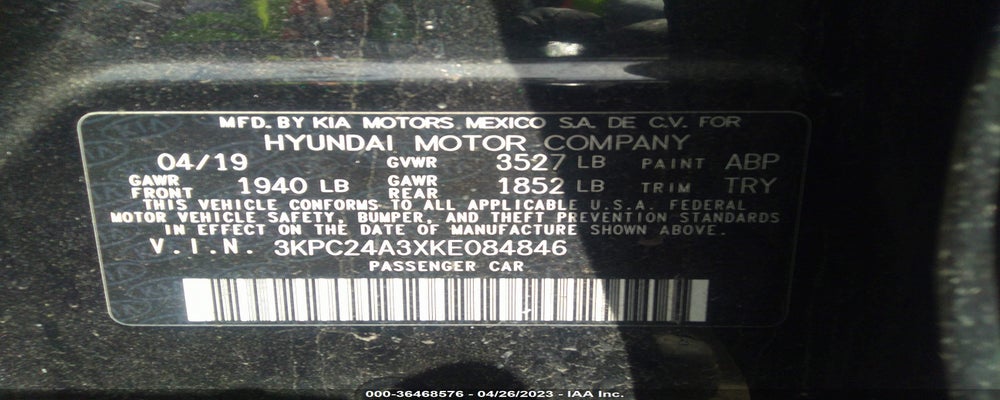 3KPC24A3XKE084846 2019 HYUNDAI ACCENT photo no. 9