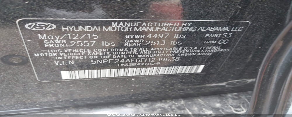 5NPE24AF6FH239638 2015 HYUNDAI SONATA photo no. 9