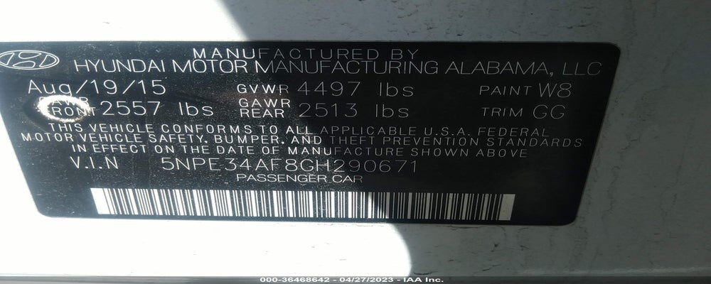 5NPE34AF8GH290671 2016 HYUNDAI SONATA photo no. 9