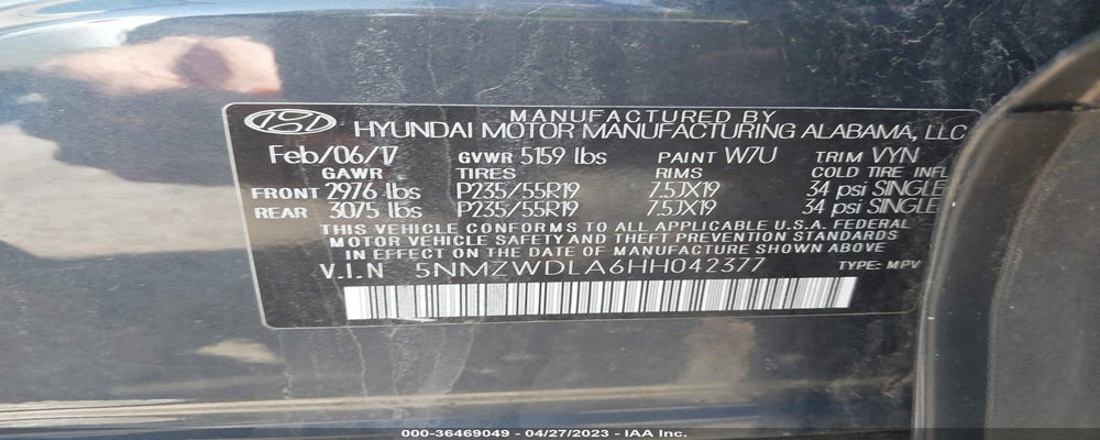 5NMZWDLA6HH042377 2017 HYUNDAI SANTA FE SPORT photo no. 9