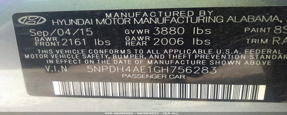 5NPDH4AE1GH756283 2016 HYUNDAI ELANTRA photo no. 9