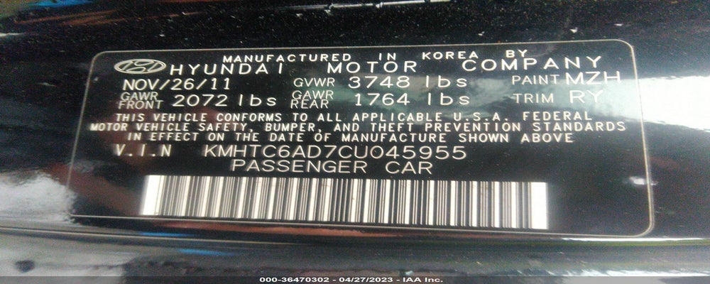 KMHTC6AD7CU045955 2012 HYUNDAI VELOSTER photo no. 9