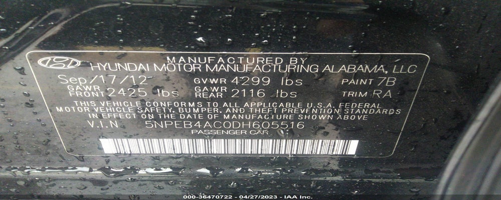 5NPEB4AC0DH605516 2013 HYUNDAI SONATA photo no. 9