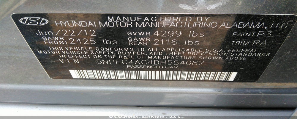 5NPEC4AC4DH554082 2013 HYUNDAI SONATA photo no. 9