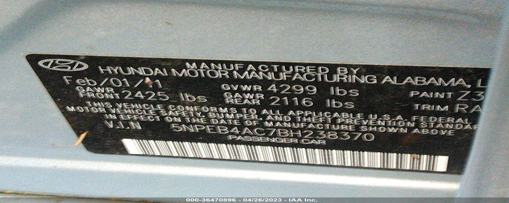 5NPEB4AC7BH238370 2011 HYUNDAI SONATA photo no. 9